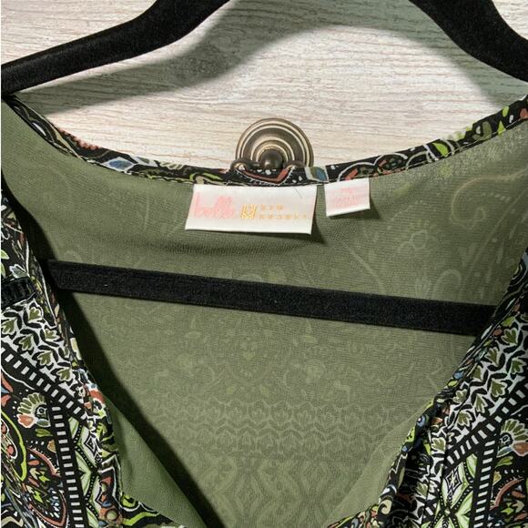 Belle by Kim Gravel Boho Green Paisley Blouse - Size 2X - Picture 2 of 3